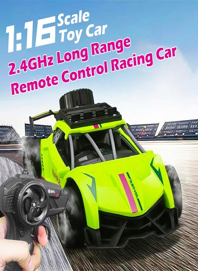 VGRASSP Rechargeable Racing Car Toy for Kids with 2.4 GHz Long Range Remote Control - 1:16 Scale Joystick RC Sports Vehicle (Lemon Green) - Image 2